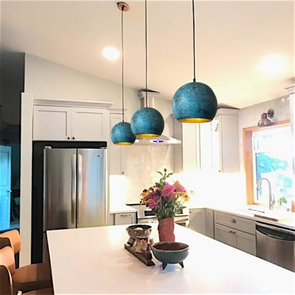 blue patina pendant light