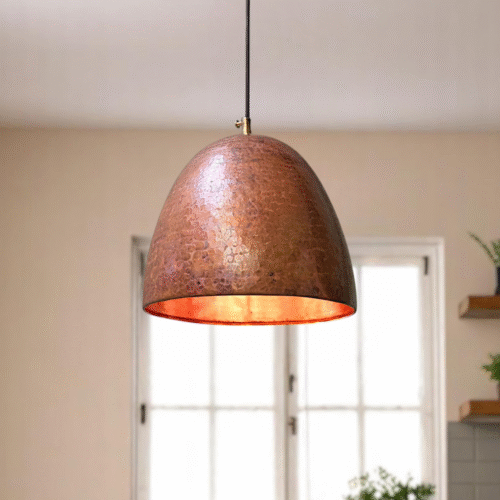 hammered copper pendant light