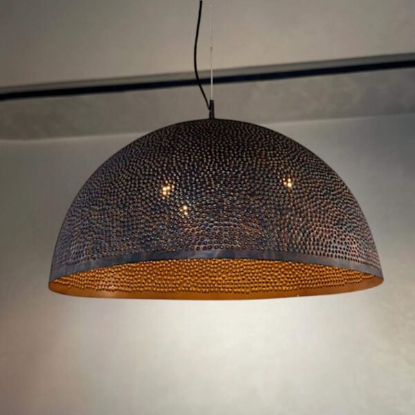 Hanging Farmhouse Dome Light Fixture — Perforated Lamp Shade