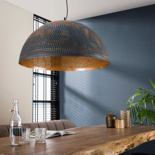 Hanging Farmhouse Dome Light Fixture — Perforated Lamp Shade - Image 3