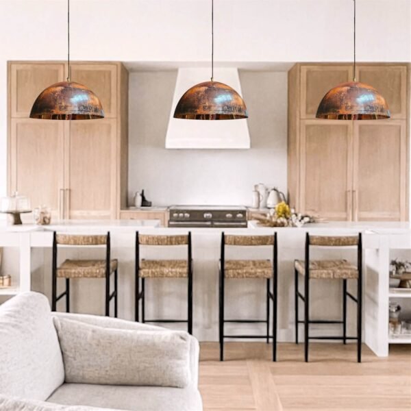 Rustic Light Fixture For Kitchen Islands — Earthy Copper Pendant Light - Image 4