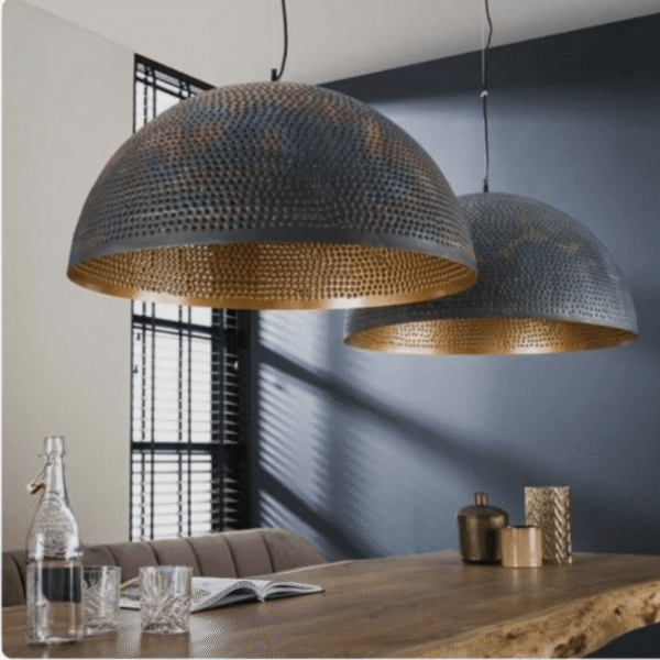 Hanging Farmhouse Dome Light Fixture — Perforated Lamp Shade - Image 2
