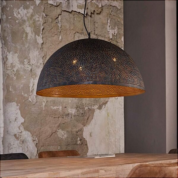 Hanging Farmhouse Dome Light Fixture — Perforated Lamp Shade - Image 6