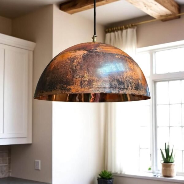 Rustic Light Fixture For Kitchen Islands — Earthy Copper Pendant Light - Image 6
