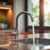 Solid copper kitchen mixer tap