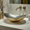 Gold hammered oval bathroom sink