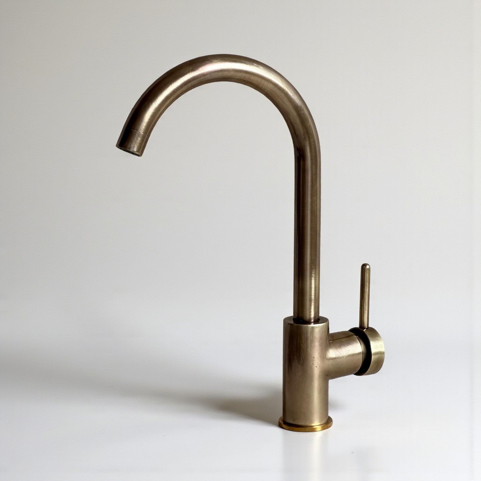 Aged Bronze Gooseneck Bathroom Faucet – Elegant Sink Tap 1 Gooseneck Bathroom Faucet